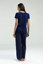 Pierre Cardin Kadın Büyük Beden Yazlık Pijama Takım, Viskon Süprem Kumaş - Thumbnail