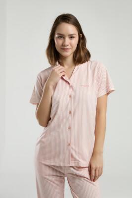 Pierre Cardin Kadın Çizgili Boydan Düğmeli Pijama Takım, Kutulu Gönderilir - 2