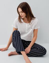 Pierre Cardin Kadın Düğmeli Kısa Kollu Uzun Pijama Takımı %50 Pamuk %50 Modal – Çizgili Alt, Rahat Kesim - 5