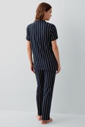 Pierre Cardin Kadın Düğmeli Kısa Kollu Kutulu Pijama Takımı – %50 Pamuk %50 Modal, Çizgili Desen - 3