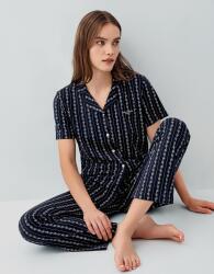 Pierre Cardin Kadın Düğmeli Kısa Kollu Kutulu Pijama Takımı – %50 Pamuk %50 Modal, Çizgili Desen