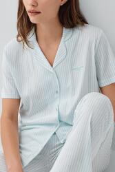 Pierre Cardin Kadın Çizgili Düğmeli Kısa Kollu Kutulu Pijama Takımı – %50 Pamuk %50 Modal,  Cep Detaylı - 7