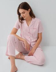 Pierre Cardin Kadın Çizgili Düğmeli Kısa Kollu Kutulu Pijama Takımı – %50 Pamuk %50 Modal, Cep Detaylı