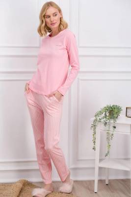 Pierre Cardin Kadın Çizgili Pijama Takım, Çeyize Uygun Kutulu, Uzun Kol Mevsimlik Penye Pijama Takım  - 3