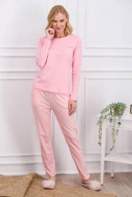 Pierre Cardin Kadın Çizgili Pijama Takım, Çeyize Uygun Kutulu, Uzun Kol Mevsimlik Penye Pijama Takım  - 6