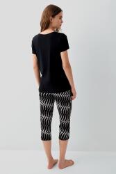 Kadın Baskılı Kapri Pijama Takımı – %50 Pamuk %50 Modal, Kısa Kollu Üst & Desenli Kapri Alt, Rahat Kalıp, Büyük Beden Seçenekli - 4