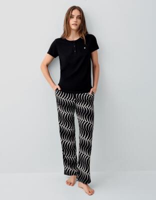 Pierre Cardin Kadın Desenli Pijama Takımı – %50 Pamuk %50 Modal, Yumuşak Dokulu, Rahat Kalıp, Büyük Beden Seçenekli - 1