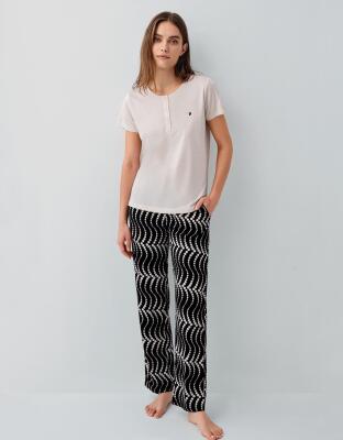 Pierre Cardin Kadın Desenli Pijama Takımı – %50 Pamuk %50 Modal, Yumuşak Dokulu, Rahat Kalıp, Büyük Beden Seçenekli - 5
