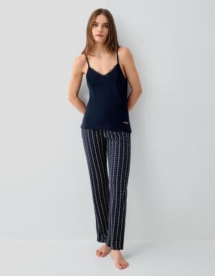 Pierre Cardin Kadın Düğmeli Kısa Kollu Kutulu Pijama Takımı – %50 Pamuk %50 Modal, Çizgili Desen - 3