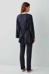 Pierre Cardin Kadın Düğmeli Kısa Kollu Kutulu Pijama Takımı – %50 Pamuk %50 Modal, Çizgili Desen - 4