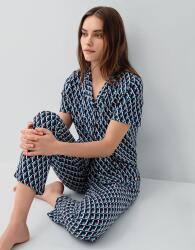 Pierre Cardin Kadın Düğmeli Kutulu Pijama Takımı – %50 Pamuk %50 Modal, Üst Kısa Kollu ve Düğmeli, Alt Desenli Uzun Paça Cep Detaylı - 1