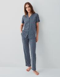 Pierre Cardin Kadın Düğmeli Kutulu Pijama Takımı – %50 Pamuk %50 Modal, Üst Kısa Kollu ve Düğmeli, Alt Desenli Uzun Paça Cep Detaylı - 2