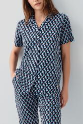 Pierre Cardin Kadın Düğmeli Kutulu Pijama Takımı – %50 Pamuk %50 Modal, Üst Kısa Kollu ve Düğmeli, Alt Desenli Uzun Paça Cep Detaylı - 3