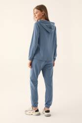 Pierre Cardin Kadın İnce Polar Kapşonlu Ev Giyim 2'li Takım, Kadın Büyük Beden Pijama - Thumbnail