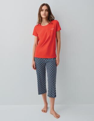 Pierre Cardin Kadın Kapri Pijama Takımı – %50 Pamuk %50 Modal, Kısa Kollu Üst, Desenli Alt - 2