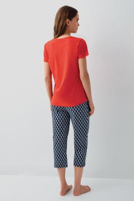 Pierre Cardin Kadın Kapri Pijama Takımı – %50 Pamuk %50 Modal, Kısa Kollu Üst, Desenli Alt - 4