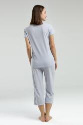 Pierre Cardin Kadın Kapri Takım, Çizgili ve Cepli Kapri, Düğmeli Kısakol T-shirt - 5