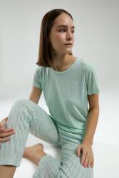 Pierre Cardin Kadın Kapri Takım, Yuvarlak Yaka, Kısakol, Viskon Kumaş - Thumbnail