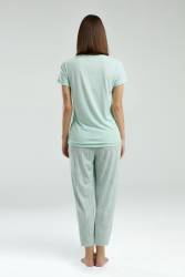 Pierre Cardin Kadın Kapri Takım, Yuvarlak Yaka, Kısakol, Viskon Kumaş - Thumbnail