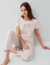 Pierre Cardin Kadın Kısa Kollu Baskılı Pijama Takımı – %50 Pamuk %50 Modal, Çizgili Cepli Alt - 5