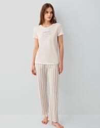 Pierre Cardin Kadın Kısa Kollu Baskılı Pijama Takımı – %50 Pamuk %50 Modal, Çizgili Cepli Alt - 6