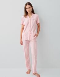 Pierre Cardin Kadın Kısa Kollu Düğmeli Kutulu Pijama Takımı – %50 Modal %50 Pamuk, Çizgili Uzun Alt - 5