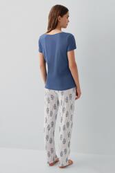 Pierre Cardin Kadın Kısa Kollu Pijama Takımı %50 Pamuk %50 Modal – Desenli Cepli Pijama Altı, Tam Kalıp - 4