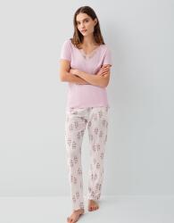 Pierre Cardin Kadın Kısa Kollu Pijama Takımı %50 Pamuk %50 Modal – Desenli Cepli Pijama Altı, Tam Kalıp Toz Pembe