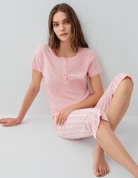 Pierre Cardin Kadın Kısa Kollu Kapri Pijama Takımı – %50 Modal %50 Pamuk, Çizgili Alt, Düğmeli Üst - 9