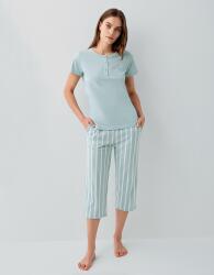 Pierre Cardin Kadın Kısa Kollu Kapri Pijama Takımı – %50 Modal %50 Pamuk, Çizgili Alt, Düğmeli Üst - 2