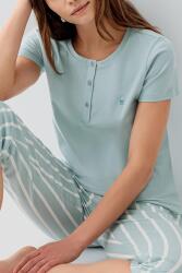 Pierre Cardin Kadın Kısa Kollu Kapri Pijama Takımı – %50 Modal %50 Pamuk, Çizgili Alt, Düğmeli Üst - 3