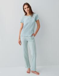 Pierre Cardin Kadın Kısa Kollu Pijama Takımı – %50 Modal %50 Pamuk, Çizgili Uzun Alt, Rahat Kalıp SOFT YEŞİL