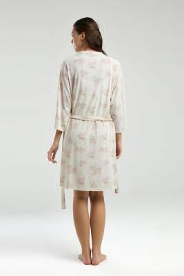 Pierre Cardin Kadın Krem 3'lü Takım, Atlet Şort Sabahlık - 6