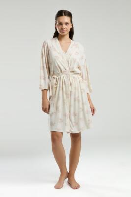 Pierre Cardin Kadın Krem 3'lü Takım, Atlet Şort Sabahlık - 5