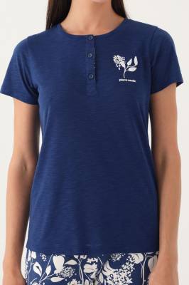 Pierre Cardin Kadın Lacivert Cepli Pijama Takım, %100 Pamuk, Büyük Beden Kadın Pijama Takım - 3