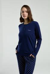 Pierre Cardin Kadın Lacivert Kutulu Pijama Takım - Thumbnail