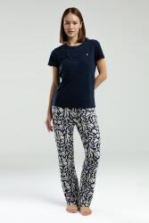 Pierre Cardin Kadın Lacivert Pijama Takım, Kısakol, Yuvarlak Düğmeli Yaka, Cep Detaylı - 3