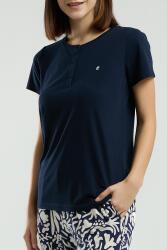 Pierre Cardin Kadın Lacivert Pijama Takım, Kısakol, Yuvarlak Düğmeli Yaka, Cep Detaylı - 4