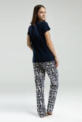 Pierre Cardin Kadın Lacivert Pijama Takım, Kısakol, Yuvarlak Düğmeli Yaka, Cep Detaylı - 5