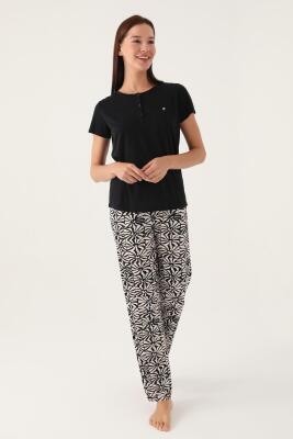 Pierre Cardin Kadın Lisanslı Yazlık Pijama Takım, %100 Pamuk, Battal Beden Kısakol Pijama Takım - 4