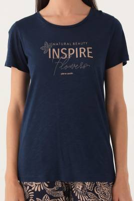 Pierre Cardin Kadın Lisanslı Yazlık Pijama Takım, %100 Pamuk Kısakol T-shirt Pantolon Set, Cep Detaylı - 3