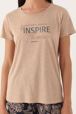 Pierre Cardin Kadın Lisanslı Yazlık Pijama Takım, %100 Pamuk Kısakol T-shirt Pantolon Set, Cep Detaylı - 5