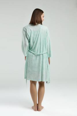 Pierre Cardin Kadın Mint 3'lü Takım, Dantelli Atlet Sabahlık ve Şort Takım - 5