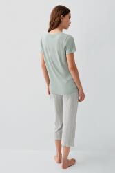 Pierre Cardin Kadın Modal Pamuk Kapri Pijama Takımı – Kısa Kollu Üst Çizgili Kapri Alt Cepli Rahat Ev Giyim - 4