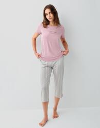 Pierre Cardin Kadın Modal Pamuk Kapri Pijama Takımı – Kısa Kollu Üst Çizgili Kapri Alt Cepli Rahat Ev Giyim - 6
