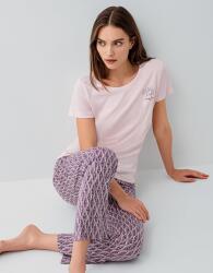 Pierre Cardin Kadın Pamuk Modal Pijama Takımı – Kısa Kollu Tişört ve Desenli Uzun Alt Rahat Kesim, Cep Detaylı - 9