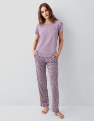 Pierre Cardin Kadın Pamuk Modal Pijama Takımı – Kısa Kollu Tişört ve Desenli Uzun Alt Rahat Kesim, Cep Detaylı - 2