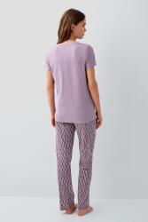 Pierre Cardin Kadın Pamuk Modal Pijama Takımı – Kısa Kollu Tişört ve Desenli Uzun Alt Rahat Kesim, Cep Detaylı - 4