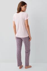Pierre Cardin Kadın Pamuk Modal Pijama Takımı – Kısa Kollu Tişört ve Desenli Uzun Alt Rahat Kesim, Cep Detaylı - 8