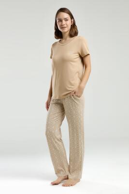 Pierre Cardin Kadın Pijama Takım, Kısakol, Yuvarlak Yaka, Cep Detaylı - 3